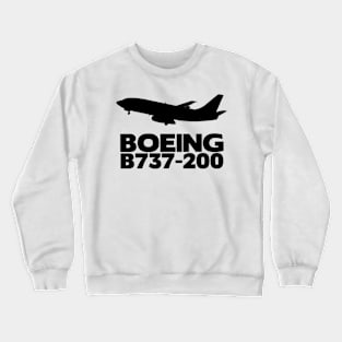 Boeing B737-200 Silhouette Print (Black) Crewneck Sweatshirt